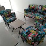 Piaevi Kadın Desenli 2 1 1 Çay Seti - Oturma Grubu - Gürgen Iskelet Bahçe Seti (Balkon - Salon - Ofis - Cafe)
