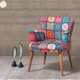 Piaevi Lina Patchwork Çay Seti Tekli Koltuk - Berjer (Salon - Balkon - Ofis)