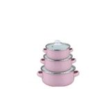 PİAHA Ebru Metal Mini Tencere Seti 3'lü Pembe Renk