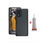 Piaks Xiaomi Mi 11T - Mi 11T Pro Arka Pil Batarya Kapağı Kamera Lensli Cam - Siyah + B7000 Yapıştırcı