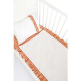 Piamom 100x150 Bebek / Çocuk Fırfırlı %100 Pamuklu Nevresim Takımı Kırık Beyaz-açık Tarçın