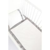 Piamom 100x150 Bebek / Çocuk Fırfırlı %100 Pamuklu Nevresim Takımı Kırık Beyaz-gri