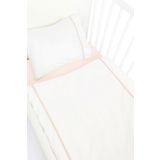 Piamom 100x150 Bebek/çocuk Biyeli %100 Pamuklu Nevresim Takımı Kırık Beyaz-somon/pudra