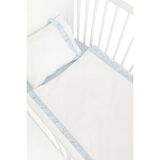 Piamom 100x150 Bebek/çocuk Fırfırlı %100 Pamuklu Nevresim Takımı Kırık Beyaz-mavi