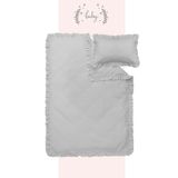 Piamom 100x150 Sade Düz Fırfırlı %100 Pamuklu Bebek/çocuk Nevresim Takımı Gri