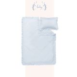 Piamom 100x150 Sade Düz Fırfırlı %100 Pamuklu Bebek/çocuk Nevresim Takımı Mavi