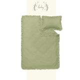 Piamom 100x150 Sade Düz Fırfırlı %100 Pamuklu Bebek/çocuk Nevresim Takımı Yeşil
