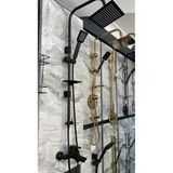 Piano Black Siyah Tepe Yağmurlama Duş Seti Ve Siyah Banyo Bataryası Siyah Robot Duş Seti Siyah Duş