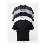 Piano Luce Premium 5’li Erkek T-Shirt %50 Dönüşüm Pamuk %50 Polyester Yumuşak Kumaş Basic Rahat Kalıp