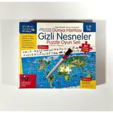 Piar Kids Dünya Haritası Gizli Nesneler 80 Parça Puzzle Oyun Seti Görsel Hafıza Dikkat ve Zeka Odaklama