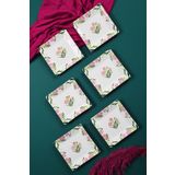 Piatti Naturali 6'lı Special Handmade Bahar Desen Tatlı Tabak Seti Sunum Servis Tabakları Pasta Set 15 cm
