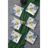 Piatti Naturali 6'lı Special Handmade Limon Desen Tatlı Tabak Seti Sunum Servis Tabakları Pasta Set 15 cm