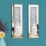 Pibeyer Crystal Crush Diamond Duvar Mumluğu 2'li Set, Dikdörtgen Gümüş Aynalı Mum Aplikeleri, Oturma Odası, Yemek Odası ve Yatak Odası için Ev Duvar Dekorasyonu
