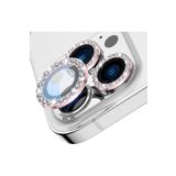 piblue iPhone 15 Pro Max / iPhone 15 Pro Pembe Taşlı Kamera Lens Koruyucu, Çiziğe ve Darbeye Dayanıklı