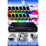 Picam 12 Kameralı Süper 12 Dış Kamera Set HDD'siz 5 MP Full HD Renkli Gece Görüşlü Güvenlik Kamerası Sistemi