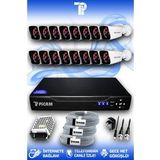 PICAM 16 Kameralı Kare 16 Dış Kamera Set HDD'siz Full HD Gece Görüşlü Güvenlik Kamerası Sistemi