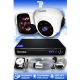 PICAM 2 Kameralı Panda 1 İç Kamera Set 1 TB HDD Full HD Gece Görüşlü Güvenlik Kamerası Sistemi