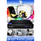 Picam 2 Kameralı Ultra 1 İç Kamera Set 500 GB 5 MP 2K Net Renkli Gece Görüşlü Güvenlik Kamerası Sistemi