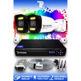 Picam 2 Kameralı Ultra 2 Dış Kamera Set HDD'siz 5 MP 2K Net Renkli Gece Görüşlü Güvenlik Kamerası Sistemi