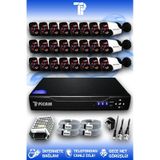 PICAM 24 Kameralı Panda 24 Dış Kamera Set HDD'siz Full HD Gece Görüşlü Güvenlik Kamerası Sistemi