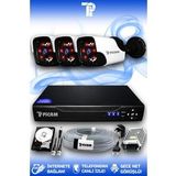 PICAM 3 Kameralı Panda 3 Dış Kamera Set 320 GB HDD Full HD Gece Görüşlü Güvenlik Kamerası Sistemi