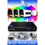 Picam 3 Kameralı Ultra 3 Dış Kamera Set HDD'siz 5 MP 2K Net Renkli Gece Görüşlü Güvenlik Kamerası Sistemi