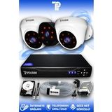 PICAM 3 Kameralı Uzay 2 İç Kamera Set 1 TB HDD Full HD Gece Görüşlü Güvenlik Kamerası Sistemi
