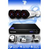 PICAM 3 Kameralı Uzay 3 Dış Kamera Set 2 TB HDD Full HD Gece Görüşlü Güvenlik Kamerası Sistemi