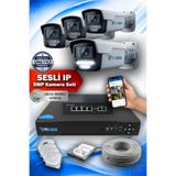 Picam 4 Kameralı | 320 GB | 5MP IP POE | SESLİ | RENKLİ Gece Görüş | Güvenlik Kamera Sistemi | Hazır Full Set