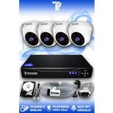 PICAM 4 Kameralı Dome 4 İç Kamera Set 2 TB HDD Full HD Gece Görüşlü Güvenlik Kamerası Sistemi