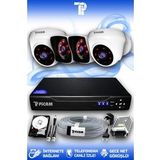 PICAM 4 Kameralı Kare 2 İç Kamera Set 100 GB HDD Full HD Gece Görüşlü Güvenlik Kamerası Sistemi