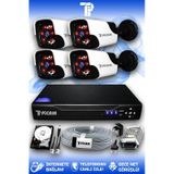 PICAM 4 Kameralı Panda 4 Dış Kamera Set 2 TB HDD Full HD Gece Görüşlü Güvenlik Kamerası Sistemi