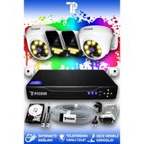 Picam 4 Kameralı Süper 2 İç Kamera Set 500 GB 5 MP Full HD Renkli Gece Görüşlü Güvenlik Kamerası Sistemi