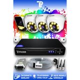 Picam 4 Kameralı Süper 3 İç Kamera Set HDD'siz 5 MP Full HD Renkli Gece Görüşlü Güvenlik Kamerası Sistemi