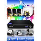 Picam 4 Kameralı Ultra 1 İç Kamera Set 500 GB 5 MP 2K Net Renkli Gece Görüşlü Güvenlik Kamerası Sistemi