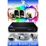 Picam 4 Kameralı Ultra 2 İç Kamera Set HDD'siz 5 MP 2K Net Renkli Gece Görüşlü Güvenlik Kamerası Sistemi