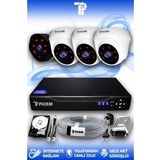 PICAM 4 Kameralı Uzay 3 İç Kamera Set 2 TB HDD Full HD Gece Görüşlü Güvenlik Kamerası Sistemi