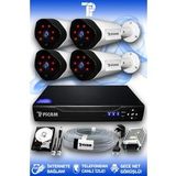 PICAM 4 Kameralı Uzay 4 Dış Kamera Set 320 GB HDD Full HD Gece Görüşlü Güvenlik Kamerası Sistemi