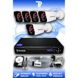 PICAM 5 Kameralı Kare 5 Dış Kamera Set 2 TB HDD Full HD Gece Görüşlü Güvenlik Kamerası Sistemi