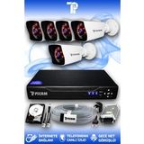 PICAM 5 Kameralı Kare 5 Dış Kamera Set 250 GB HDD Full HD Gece Görüşlü Güvenlik Kamerası Sistemi