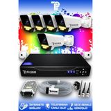 Picam 5 Kameralı Süper 5 Dış Kamera Set HDD'siz 5 MP Full HD Renkli Gece Görüşlü Güvenlik Kamerası Sistemi