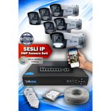 Picam 6 Kameralı | 500 GB | 5MP IP POE | SESLİ | RENKLİ Gece Görüş | Güvenlik Kamera Sistemi | Hazır Full Set