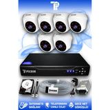 PICAM 6 Kameralı Dome 6 İç Kamera Set 2 TB HDD Full HD Gece Görüşlü Güvenlik Kamerası Sistemi