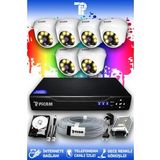 PICAM 6 Kameralı Dome 6 İç Kamera Set 2 TB HDD Full HD Renkli Gece Görüşlü Güvenlik Kamerası Sistemi