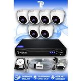 PICAM 6 Kameralı Dome 6 İç Kamera Set 500 GB HDD Full HD Gece Görüşlü Güvenlik Kamerası Sistemi