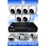 PICAM 6 Kameralı Dome 6 İç Kamera Set HDD'siz Full HD Gece Görüşlü Güvenlik Kamerası Sistemi