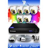 PICAM 6 Kameralı Dome 6 İç Kamera Set HDD'siz Full HD Renkli Gece Görüşlü Güvenlik Kamerası Sistemi
