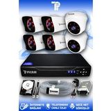 PICAM 6 Kameralı Kare 2 İç Kamera Set 500 GB HDD Full HD Gece Görüşlü Güvenlik Kamerası Sistemi