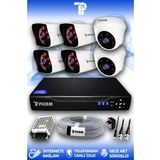 PICAM 6 Kameralı Kare 2 İç Kamera Set HDD'siz Full HD Gece Görüşlü Güvenlik Kamerası Sistemi