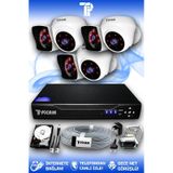 PICAM 6 Kameralı Kare 3 İç Kamera Set 320 GB HDD Full HD Gece Görüşlü Güvenlik Kamerası Sistemi